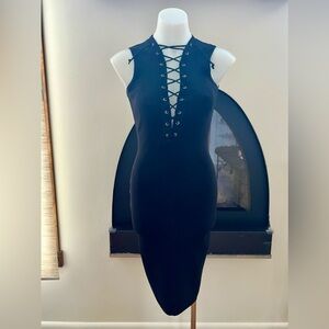 John + Jenn Black bodycon midi dress